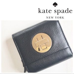 Kate Spade Black compact wallet zip coin purse leather